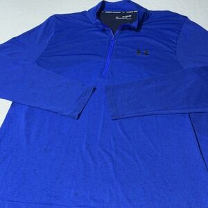 Under‎ Armour Pullover Men's XXL Blue Golf 1/4 Zip Heatgear Performance Fitted
